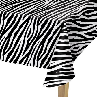 Continu artikel mechanisch Zebra Print tafelkleed- 1.37m x 2.7m plastic - zwartwitshop