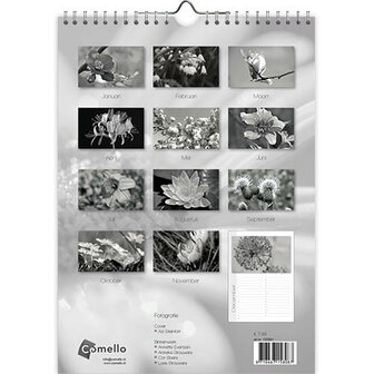 Verjaardagskalender bloemen, Black &amp;white flowers 18x25cm