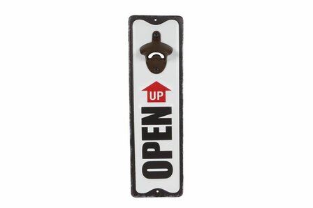 Bieropener &quot;Open Up&quot; zwart/wit metaal 10,5x36x3,5cm