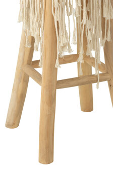 Barstoel Franjes Hout/Macrame Wit J-LINE