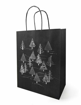 Cadeautas 2 stuks kerstboom zwart wit 18 x 8 x 22 cm