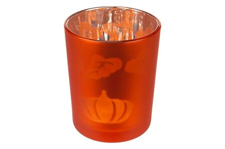 POMPOEN THEELICHTHOUDER PUMPKINS ORANJE D5,5XH7C M GLAS   Leuk Herfst/Halloween item voor op tafel!  Materiaal Glas