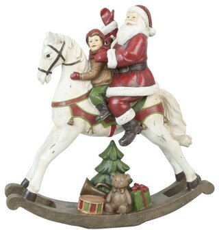 BEELD KERSTMAN 30 CM ROOD WIT POLYRESIN KERSTDECORATIE, CLAYRE &amp; EEF. 