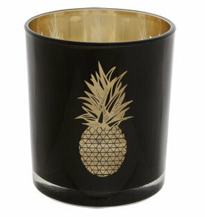 THEELICHTHOUDER ANANAS ZWART GOUD