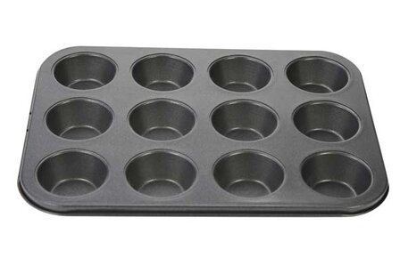 BAKVORM 12 MUFFINS 25,7X19,7CM VORMPJES D6.5XH2CM