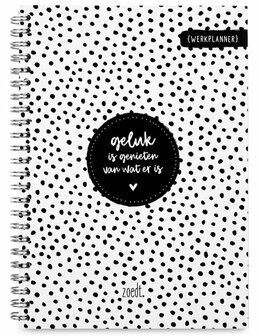 Werkplanner met quote &#039;Geluk is genieten van wat er is&#039;