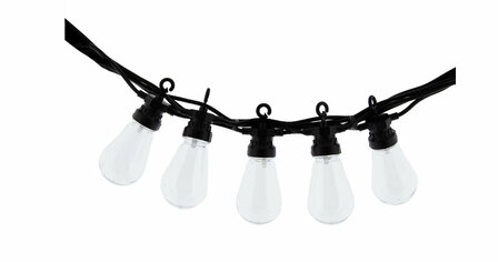 LEDR BUITEN FEESTVERLICHTING TRANSPARANT - OUTDOOR PATIO LICHTSLINGER ANTRA - 10 LED LAMPEN- EDISON BULBS