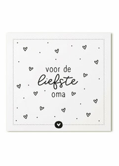 Cadeaukaartje vierkant met tekst Voor de liefste oma