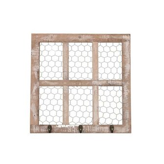 Frame oud hout met gaas en haakjes voor workshops  48x48x3,5cm