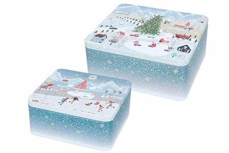 KOEKTROMMELS SET2 WINTER WONDERLAND LARGE 18X16XH8CM - 21X19XH9CM&nbsp;