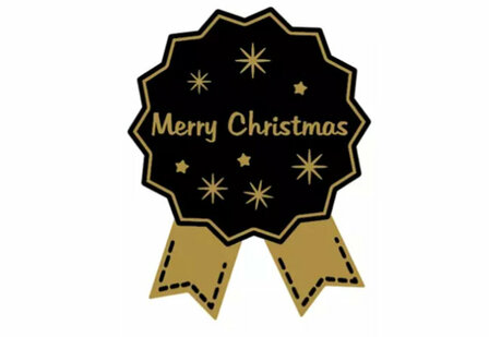 Stickers Merry Christmas Black &amp; Gold 4x5cm 5 x