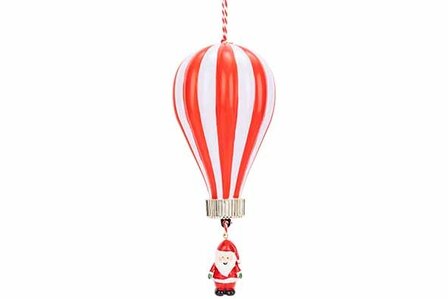 KERSTMAN IN BALLOON ROOD WIT 8X8XH18CM PVC