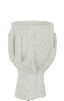 J-Line bloempot Handen - cement - wit&nbsp;