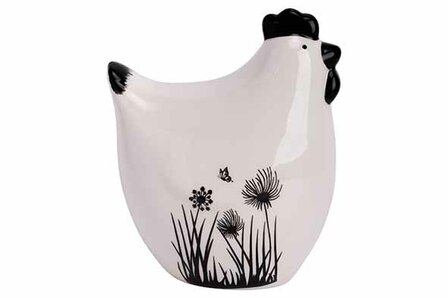 KIP FLOWERS WIT - ZWART 8X5,5XH9,5CM DOLOMIET   Afmeting: Lengte:&nbsp;8 cm&nbsp;&bull; Breedte:&nbsp;5,5 cm&nbsp;&amp;#x