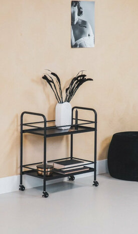 Trolley - Metaal - Zwart - 60x30x66,5cm