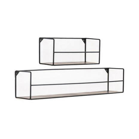 Wandrek - Zwart - Metaal - 40x14x16/80x14x16cm - Set 2