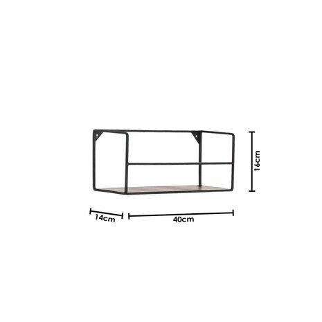 Wandplanken - Zwart - Metaal - 40x14x16/80x14x16cm - Set 2