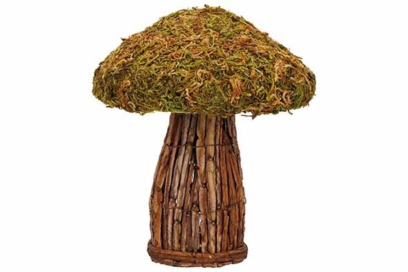 PADDENSTOEL TAKKEN MOSS BRUIN 20X20XH22CM HOUT   Mooie Herfstdecoratie! Paddenstoelen horen bij het najaar.