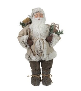 KERSTMAN BEIGE BRUIN POLYESTER H31 CM