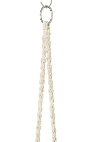 J-LINE Hangstoel Macramé+Kwastjes Polyester Beige