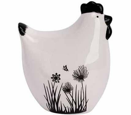 KIP FLOWERS WIT - ZWART 8X5,5XH9,5CM DOLOMIET   Afmeting: Lengte: 8 cm • Breedte: 5,5 cm &#x