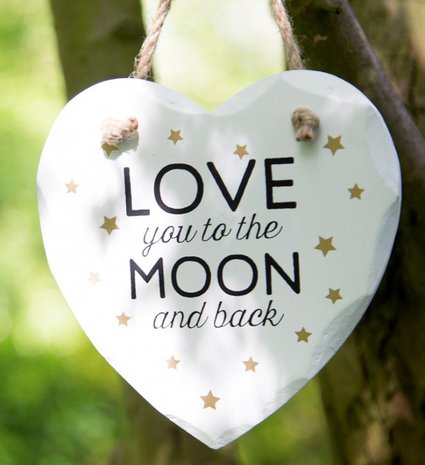 Hart Hout  wit    "Love you to the Moon and back"