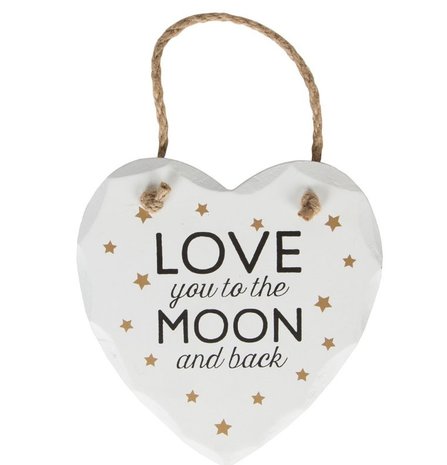 Hart Hout  wit    "Love you to the Moon and back"