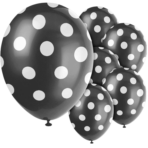 Ewell mannelijk Opblazen ballonnen dots-zwart-wit - zwartwitshop