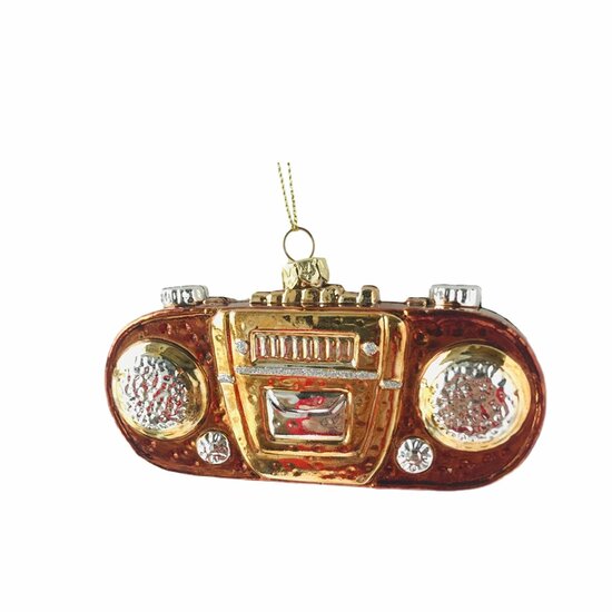 Kersthanger kerstbal radio ca 6x11x7cm