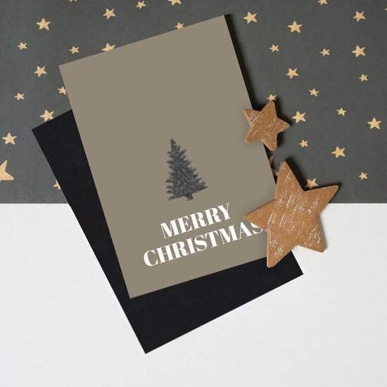 Kerstkaart A6 - Merry Christmas 2 stuks+envelop