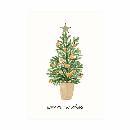 Mini (cadeau) kaartje Kerstboom,warm wishes A7