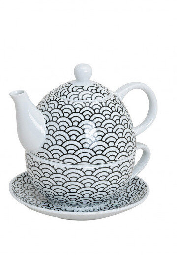 Tea for one / Theepot zwart wit retro