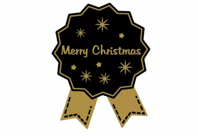 Stickers Merry Christmas Black & Gold 4x5cm 5 x