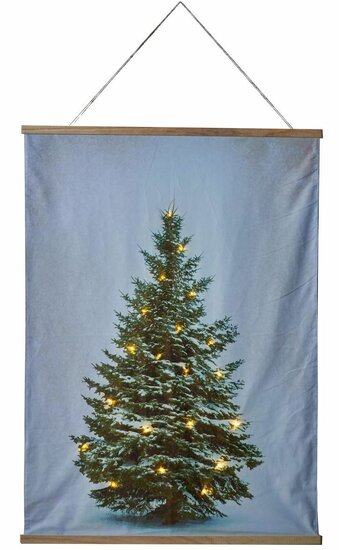 KERSTBOOM DOEK 52X70CM MET 15LED WANDKLEED