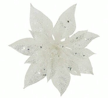 KERSTROOS CLIP GLITTER WIT D15CM KUNSTSTOF