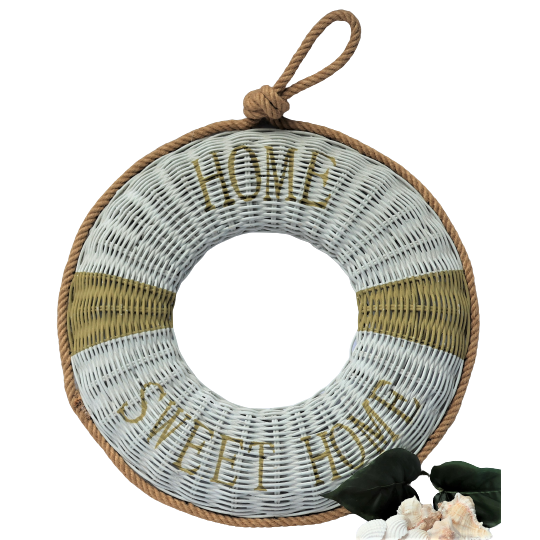 Reddingsboei Home Sweet Home voor decoratie met touw 40cm