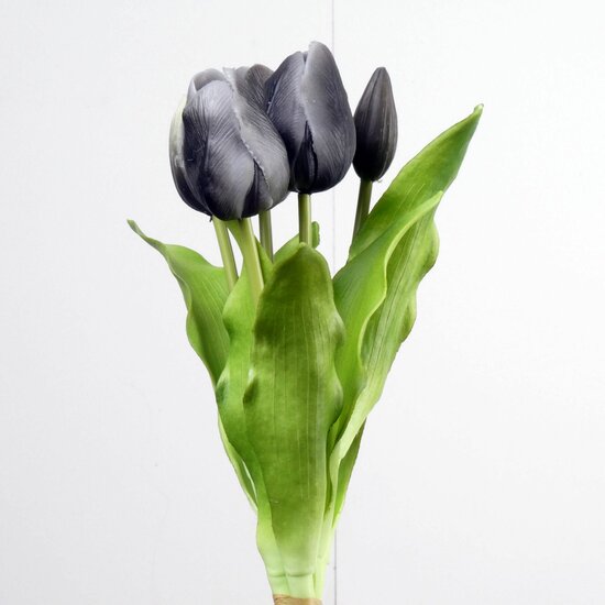 Real Touch Tulip Bundle x5 L31cm Black