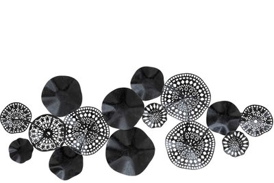 Wanddecoratie metaal Cirkels zwart - zwartwitshop